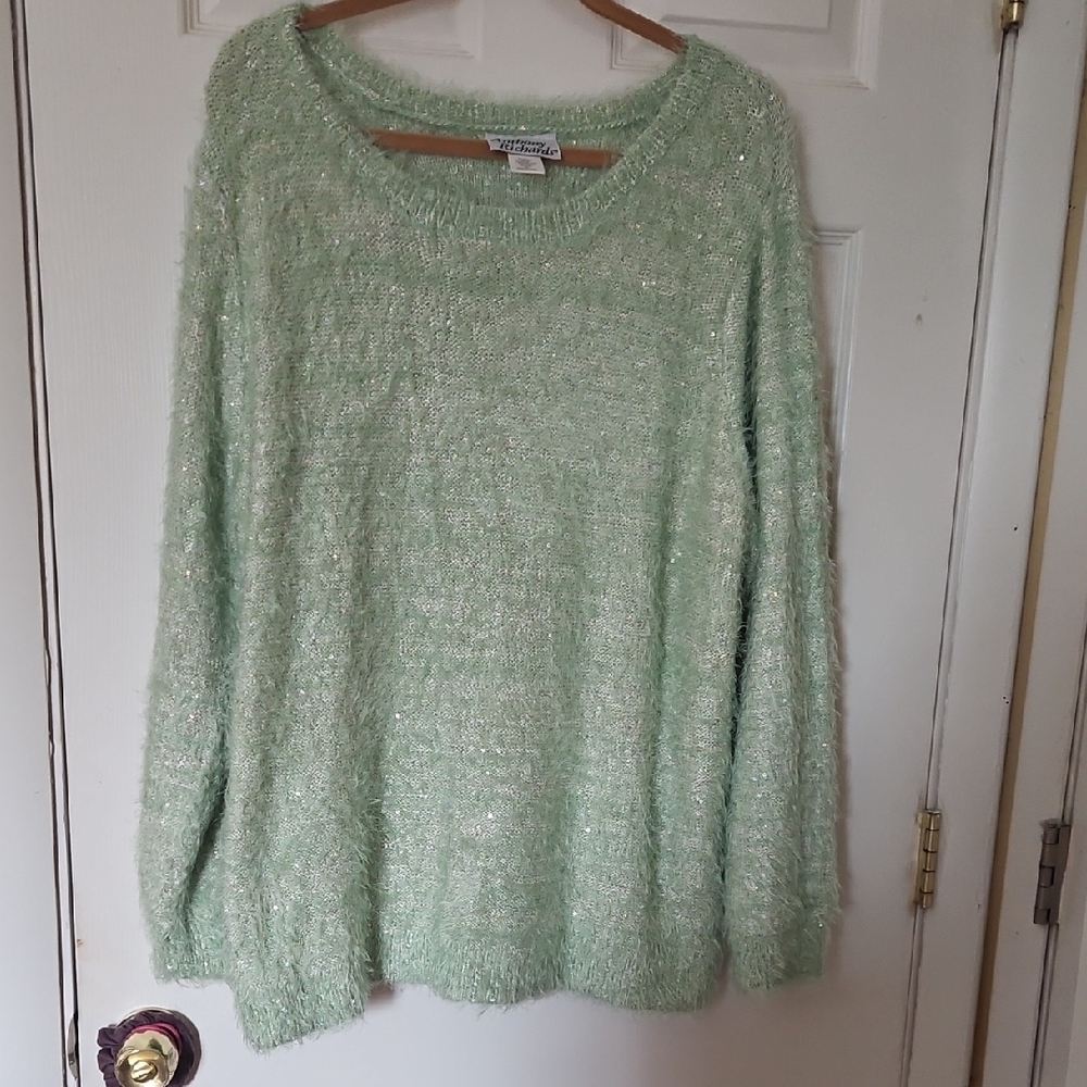 Anthony Richards Mint Green Sparkle And Fuzzy Sweater